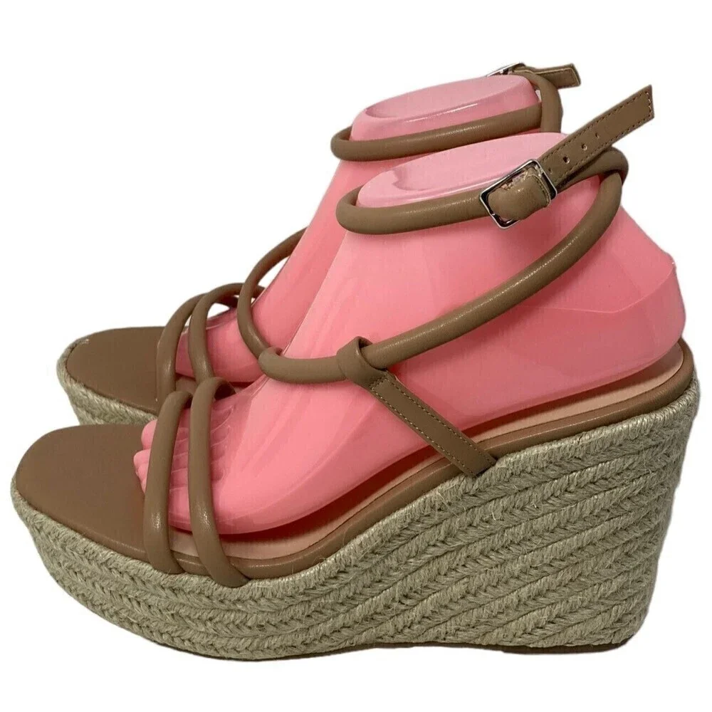 BP Nordstrom Cohan Espadrille Platform Wedge Sandal Heels Tan Size 10M NEW